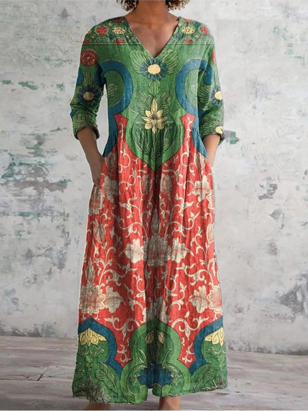 Aroa | Sukienka maxi w kwiatowy wzór w stylu vintage